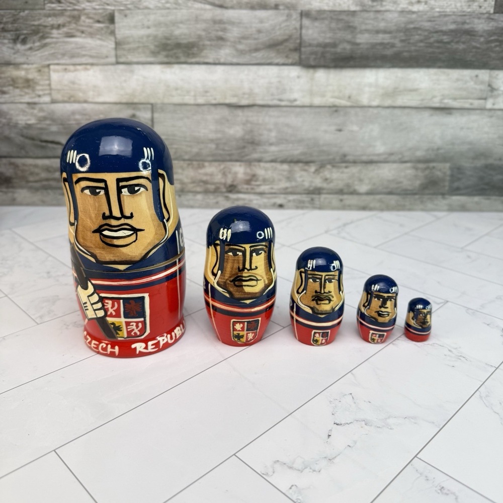 Czech Republic Jagr Wooden Nesting Doll Ice Hockey